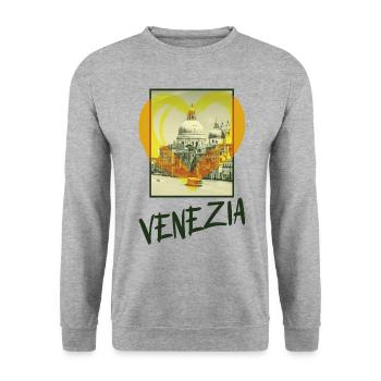 Venice Italy City Skyline Heart Love Home - Unisex Sweatshirt - salt & pepper - Front - Alina (178cm) & Michal (187cm)