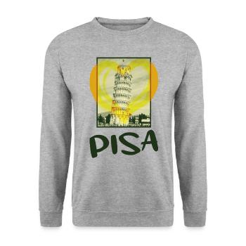 Pisa Italy City Skyline Heart Love Home - Unisex Sweatshirt - salt & pepper - Front - Alina (178cm) & Michal (187cm)