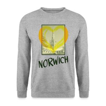 Norwich England City Skyline Heart Love Home - Sweat-shirt Unisexe - gris chiné - Devant - Alina (178cm) & Michal (187cm)