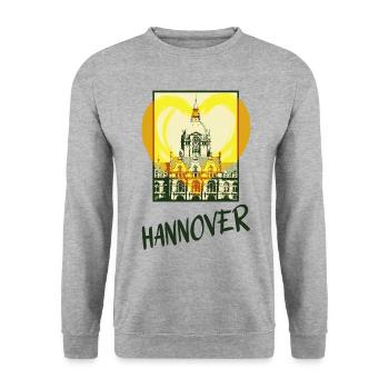 Hanovre Allemagne Ville Skyline Coeur Amour - Sweat-shirt Unisexe - gris chiné - Devant - Alina (178cm) & Michal (187cm)