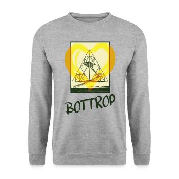 Bottrop Germany City Skyline Tetrahedron Heart - Unisex Sweatshirt - salt & pepper - Front - Alina (178cm) & Michal (187cm)