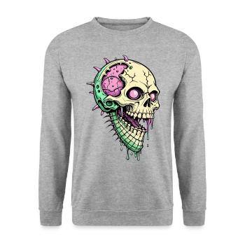 Ice cream Skull // Skull Ice // Summer SS0119 - Unisex Sweatshirt - salt & pepper - Front - Alina (178cm) & Michal (187cm)
