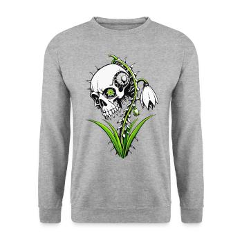 Snowdrop Skull / Totenkopf Schneeglöckchen FS0141 - Unisex Sweatshirt - salt & pepper - Front - Alina (178cm) & Michal (187cm)