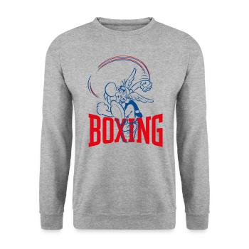 Asterix & Obelix Asterix Boxe Design - Sweat-shirt Unisexe - gris chiné - Devant - Alina (178cm) & Michal (187cm)