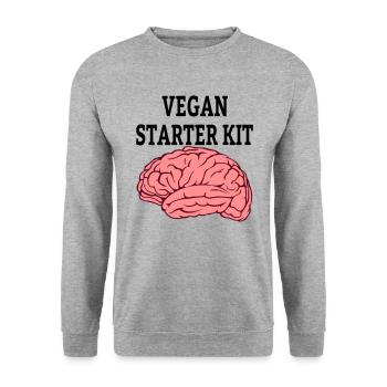 Vegan veggie vegan saying - Unisex Sweatshirt - salt & pepper - Front - Alina (178cm) & Michal (187cm)