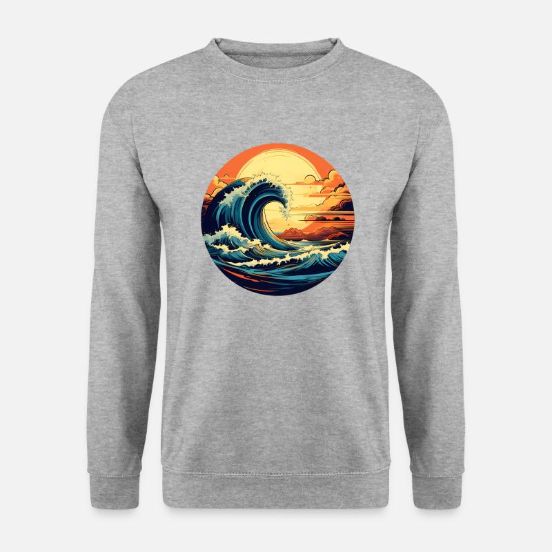 Wellen des Ozeans - Unisex Pullover - Weißgrau meliert
