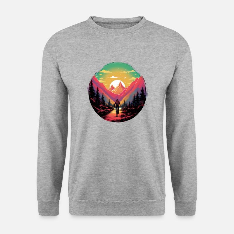 Radfahren in der Natur - Unisex Pullover - Weißgrau meliert