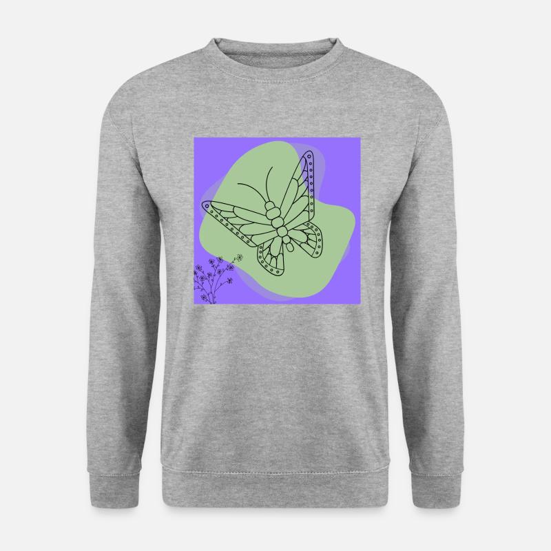 Minimalistischer Schmetterling. - Unisex Pullover - Weißgrau meliert