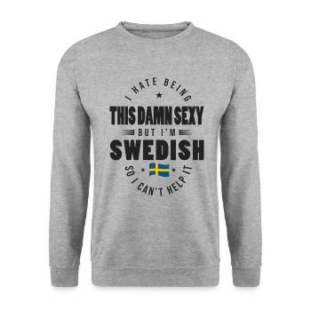 I'm Swedish Funny Swedish T Shirt - Unisex Sweatshirt - salt & pepper - Front - Alina (178cm) & Michal (187cm)