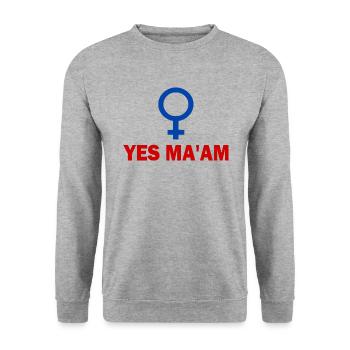 yes ma'am - Sweat-shirt Unisexe - gris chiné - Devant - Alina (178cm) & Michal (187cm)