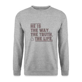 The Way - The Truth - The Life - Unisex Pullover - Weißgrau meliert - Vorne - Alina (178cm) & Michal (187cm)