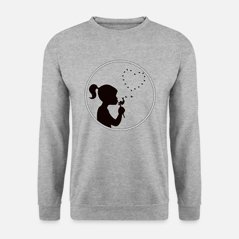 mädchen pusteblume herz - Unisex Pullover - Weißgrau meliert
