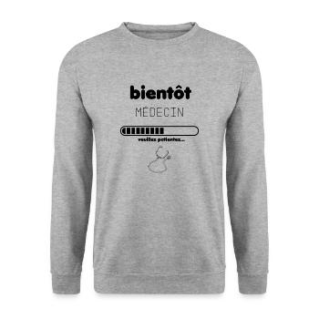 bientot medecin - Sweat-shirt Unisexe - gris chiné - Devant - Alina (178cm) & Michal (187cm)