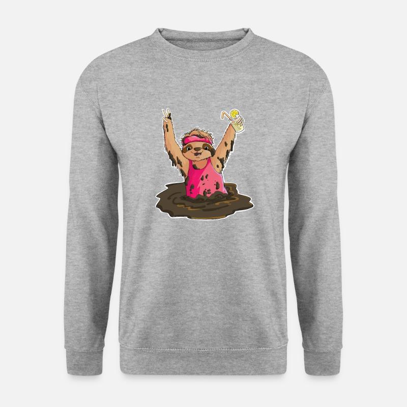 Mud Run Faultier - Unisex Pullover - Weißgrau meliert