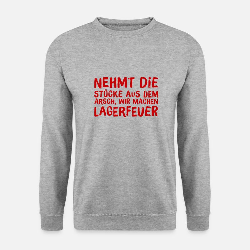 wir machen Lagerfeuer - Unisex Pullover - Weißgrau meliert