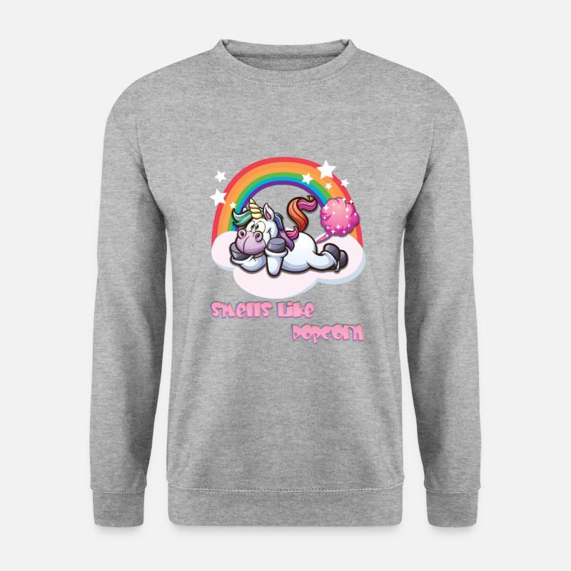 Furzendes Einhorn - Smells like Popcorn - Unisex Pullover - Weißgrau meliert