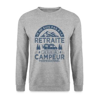 retraitre campeur camping car - Sweat-shirt Unisexe - gris chiné - Devant - Alina (178cm) & Michal (187cm)