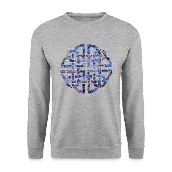 keltischer knoten 8 e 112 - Unisex Pullover - Weißgrau meliert - Vorne - Alina (178cm) & Michal (187cm)