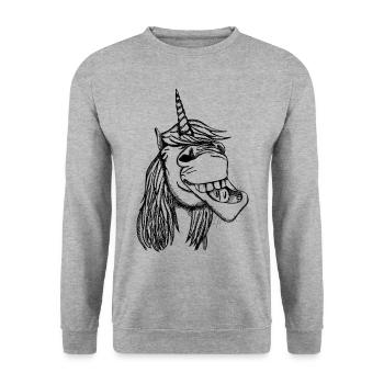Real Unicorn - Unisex Pullover - Weißgrau meliert - Vorne - Alina (178cm) & Michal (187cm)