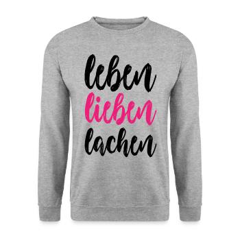 leben lieben lachen - Unisex Pullover - Weißgrau meliert - Vorne - Alina (178cm) & Michal (187cm)