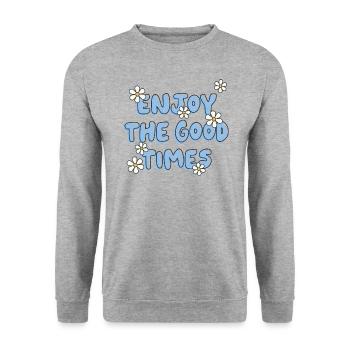 Enjoy The Good Times - Unisex Sweatshirt - salt & pepper - Front - Alina (178cm) & Michal (187cm)