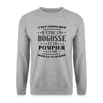Bogosse pompier - Sweat-shirt Unisexe - gris chiné - Devant - Alina (178cm) & Michal (187cm)
