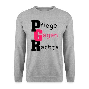 Pflege Gegen Rechts - Unisex Pullover - Weißgrau meliert - Vorne - Alina (178cm) & Michal (187cm)