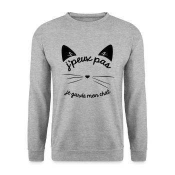 Je peux pas je garde mon chat - Sweat-shirt Unisexe - gris chiné - Devant - Alina (178cm) & Michal (187cm)