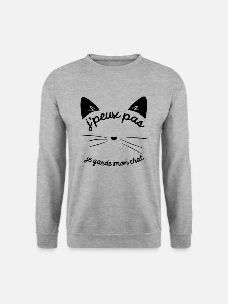 Je peux pas je garde mon chat - Sweat-shirt Unisexe - gris chiné