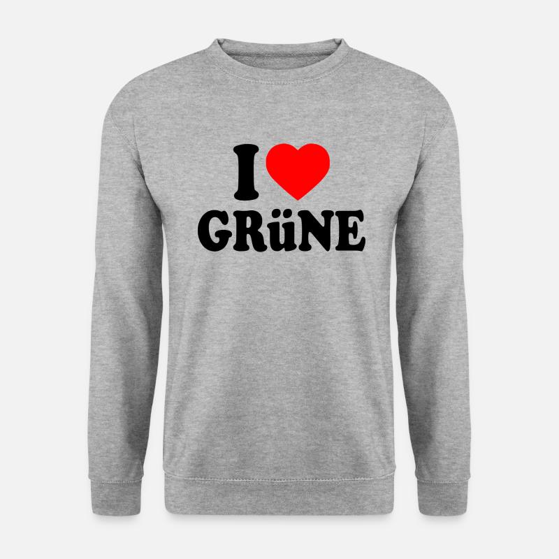 I love grüne - Unisex Pullover - Weißgrau meliert