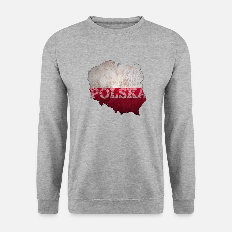 polen polska retro design - Unisex Pullover - Weißgrau meliert