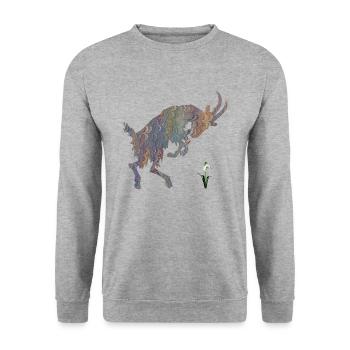 goat with snowdrop e 49 - Unisex Sweatshirt - salt & pepper - Front - Alina (178cm) & Michal (187cm)