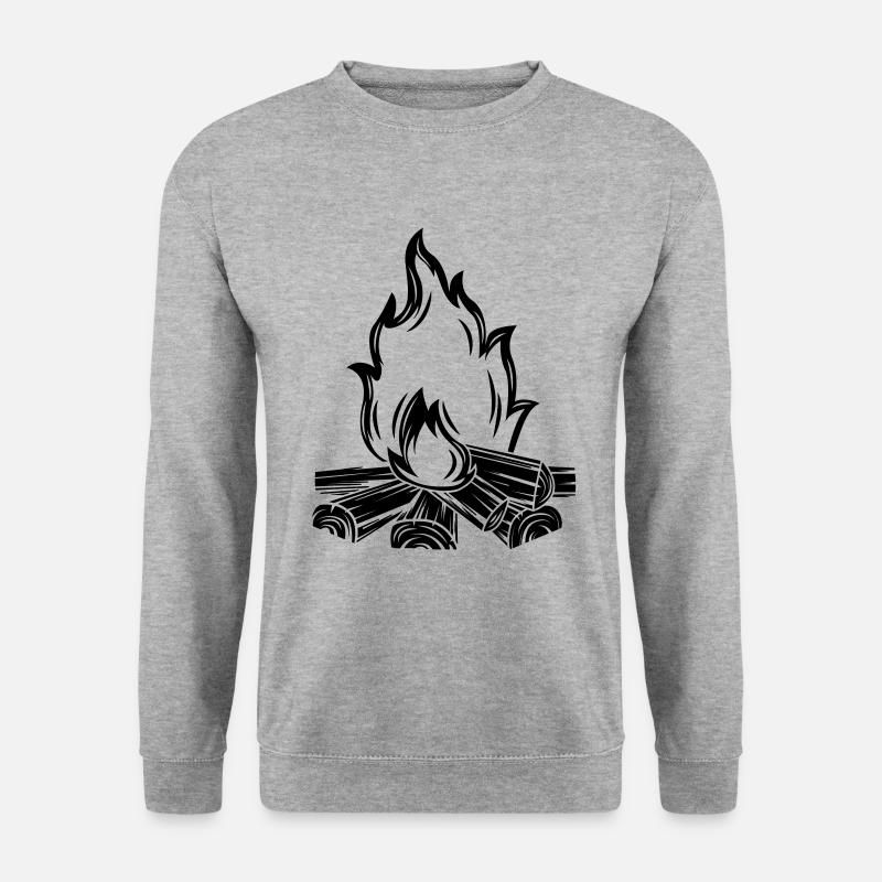 lagerfeuer flamme symbol - Unisex Pullover - Weißgrau meliert