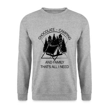 Zelt Camping Camper Pfadfinder Biwakieren - Unisex Pullover - Weißgrau meliert - Vorne - Alina (178cm) & Michal (187cm)