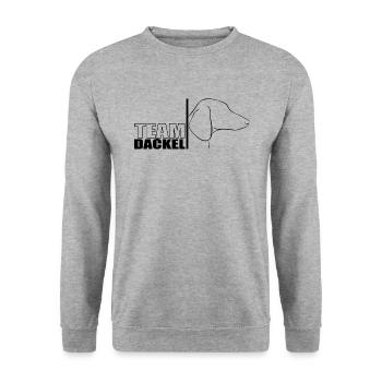 TEAM Dackel Hunde Hund Wilsigns - Unisex Pullover - Weißgrau meliert - Vorne - Alina (178cm) & Michal (187cm)