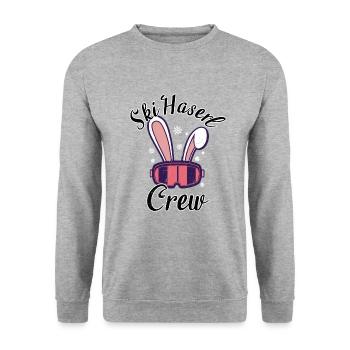 Ski Haserl Crew - Unisex Pullover - Weißgrau meliert - Vorne - Alina (178cm) & Michal (187cm)
