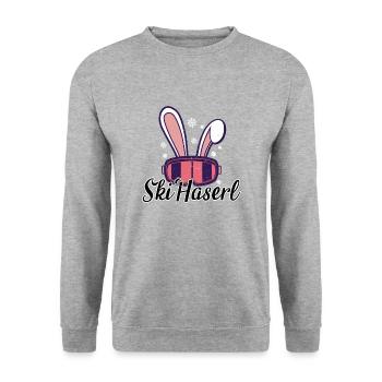 Ski Haserl - Unisex Pullover - Weißgrau meliert - Vorne - Alina (178cm) & Michal (187cm)