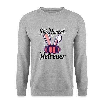 Ski Haserl Betreuer - Unisex Pullover - Weißgrau meliert - Vorne - Alina (178cm) & Michal (187cm)