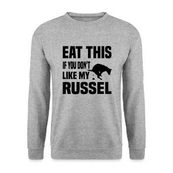 Eat this if you Dont like my Russel Jack Russel - Unisex Sweatshirt - salt & pepper - Front - Alina (178cm) & Michal (187cm)