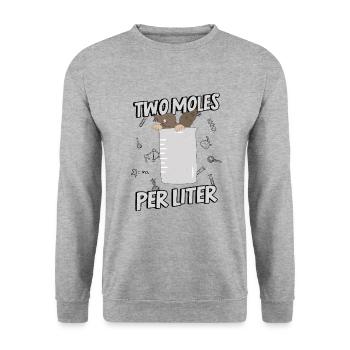 Mole Laboratory Pun Wortwitz Liter Chemist Chemistry - Unisex Sweatshirt - salt & pepper - Front - Alina (178cm) & Michal (187cm)
