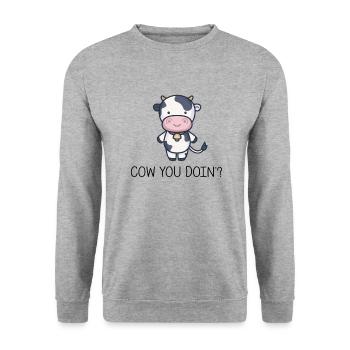 Kuhstall Hof Milchkuh Farmer Kind Kuh Kühe - Unisex Pullover - Weißgrau meliert - Vorne - Alina (178cm) & Michal (187cm)