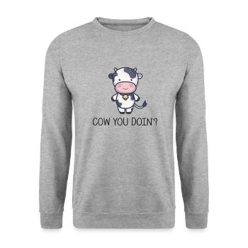Milchkuh Kuhstall Farmer Kind Kuh Kühe Hof - Unisex Pullover - Weißgrau meliert - Vorne - Alina (178cm) & Michal (187cm)