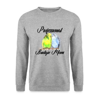 Perruche perlée Mama Budgie Watercolor - Sweat-shirt Unisexe - gris chiné - Devant - Alina (178cm) & Michal (187cm)