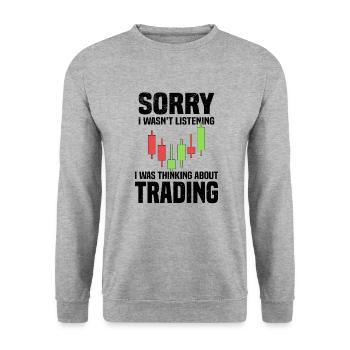Shareholder Stock Market Trading Candle Exchange - Unisex Sweatshirt - salt & pepper - Front - Alina (178cm) & Michal (187cm)