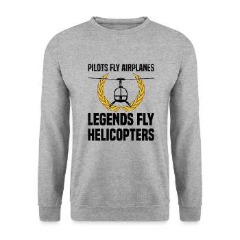 Pilot Hubschrauber Helikopter Spruch Hobbypilot - Unisex Pullover - Weißgrau meliert - Vorne - Alina (178cm) & Michal (187cm)