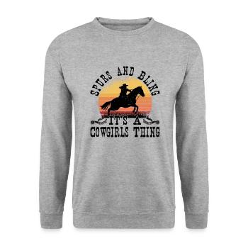 Rodeo Western Cowboy Wild West Retro - Unisex Sweatshirt - salt & pepper - Front - Alina (178cm) & Michal (187cm)