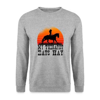 Rodeo Western Cowboy Wilder Westen - Unisex Pullover - Weißgrau meliert - Vorne - Alina (178cm) & Michal (187cm)