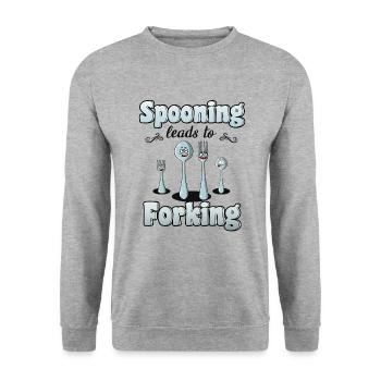 Cuisine Restaurant Pun Koch Couverts Wortwitz - Sweat-shirt Unisexe - gris chiné - Devant - Alina (178cm) & Michal (187cm)