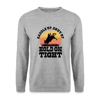 Rodéo Western Cowboy Wild West Retro Horse - Sweat-shirt Unisexe - gris chiné - Devant - Alina (178cm) & Michal (187cm)