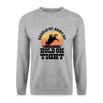 Rodéo Western Cowboy Wild West Retro Horse - Sweat-shirt Unisexe - gris chiné - Devant - Alina (178cm) & Michal (187cm)